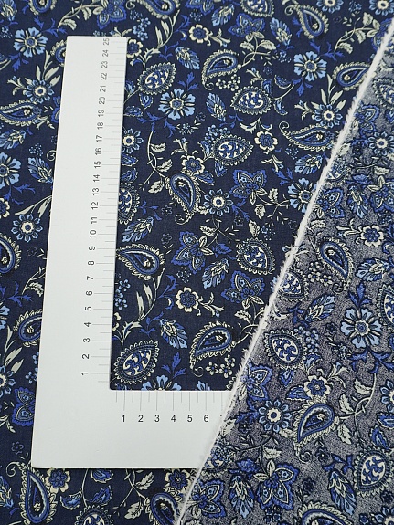 Импорт. хлопок "Линиза" цв.чернильный, ш.1.45м, хлопок-100%, 100гр/м.кв