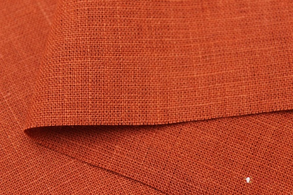 Лен костюмный с эффектом мятости цв.Оранжевый терракот, ш.1.45м, лен-100%, 190гр/м.кв