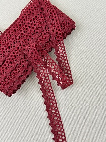 Кружево цв.бордово-красный/бордо, ш.16мм, хлопок-90%, п/э-10%, 10м, рис.078/17