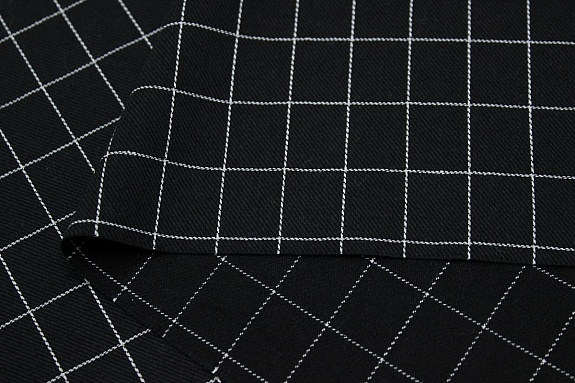 Пестрядь "Крупная клетка(22*18 мм) на черном-2", ш.1.4м, хлопок-95%, п/э-5%, 160гр/м.кв