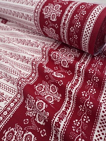 Саржа "Цветочное узорочье" цв.бордово-красный, ш.1.5м, хлопок-100%, 185гр/м.кв