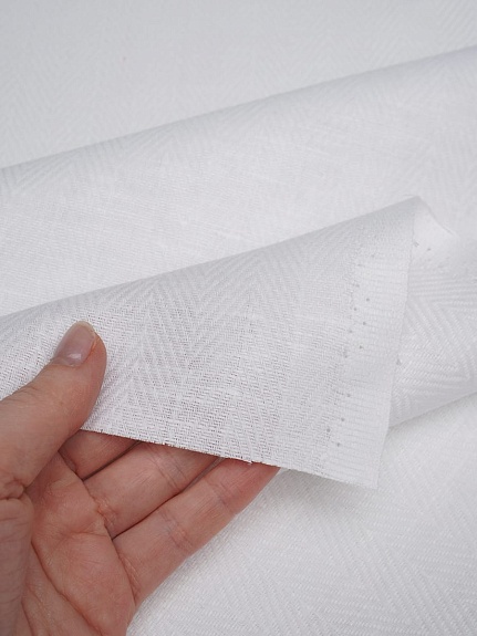 Полульняной жаккард "Елочка" цв.белый, ш.1.6м, лен-50%, хлопок-50%, 210гр/м.кв