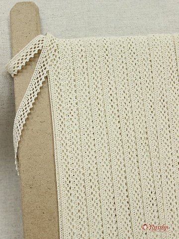 Кружево цв.светло-суровый, ш.10мм, хлопок-100%, рис.129/3