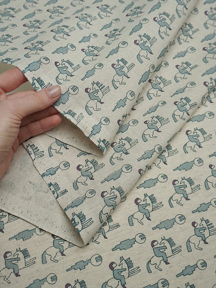 Полулен "Всадники" (на суровом),  ш.1.5м, лен-30%, хлопок-70%, 147гр/м.кв