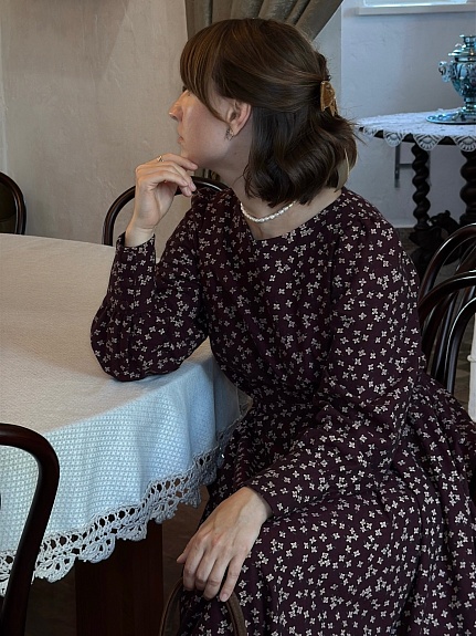 Платье из Плательного хлопка "Россыпь четырехлистников"