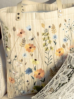 Сумка из полульна пестротканого "Меланж-полоска" и подклада из сатина