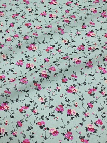 Ситец "Душистый вьюнок" цв.пыльный св.мятно-зеленый, ш.1.5м, хлопок-100%, 95гр/м.кв