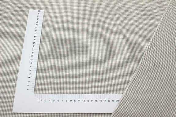 Полулен "Мелкая бежевая клетка", ш.1.5м, лен-55%, хлопок-45%, 140гр./м.кв