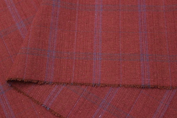 Пестрядь "Клетка" цв.красно-коричневый меланж, ш.1.45м, хлопок-100%, 190гр/м.кв