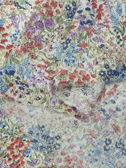 Штапель "Полевое изобилие" цв.синий, ш.1.45м, вискоза-100%, 110гр/м.кв