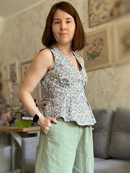 Брюки из хлопкольна в цвете сухая трава