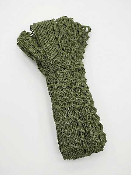 Кружево цв.темный хаки, ш.10мм, хлопок-90%, п/э-10%, 10м, рис.075/32