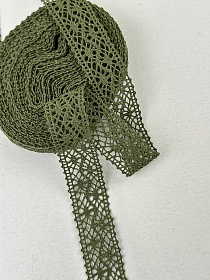 Кружево цв.темный хаки, ш.27мм, хлопок-90%, п/э-10%, 10м, рис.101/31