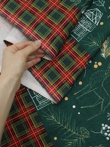 Рогожка Премиум "Изумрудная сказка-гирлянда", (комп), ш.1.5м, хлопок-100%, 200гр/м.кв