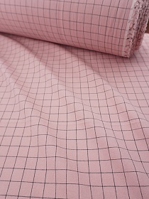Вареный (стираный) хлопок "Черная клетка (1.6*1.6см)" цв.пыльный розово-бежевый, ш.2.5м, хлопок-100%, 120гр/м.кв