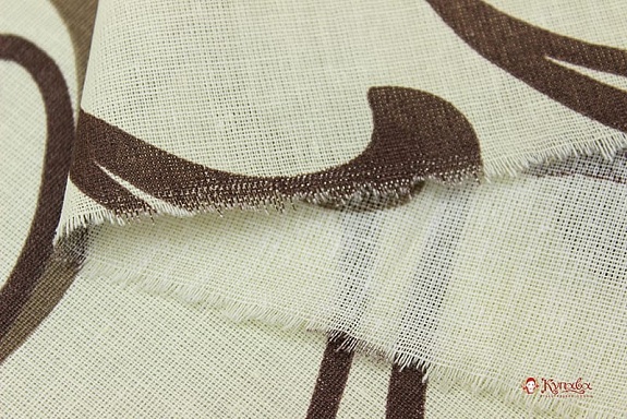 Бязь "Крупные шоколадные вензеля на сливочном", ш.2.2м, хлопок-100%, 120гр/м.кв