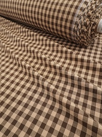Вареный (стираный) хлопок "Клетка (1.0*1.0см)" цв.шоколад/бежевый, ш.2.5м, хл-100%, 110гр/м.кв