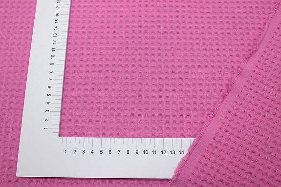 Вафельное премиум-полотно "Italy" цв.Розовый насыщенный, ш.1.5м, хлопок-100%, 240гр/м.кв
