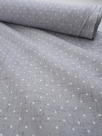 Рогожка "Белый горох на сером меланже №5", СОРТ2, ш.1.5м, хлопок-100%, 165гр/м.кв