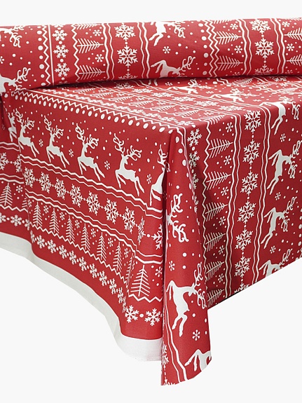 Рогожка "Олени" цв.красный, ш.1.5м, хлопок-100%, 175гр/м.кв