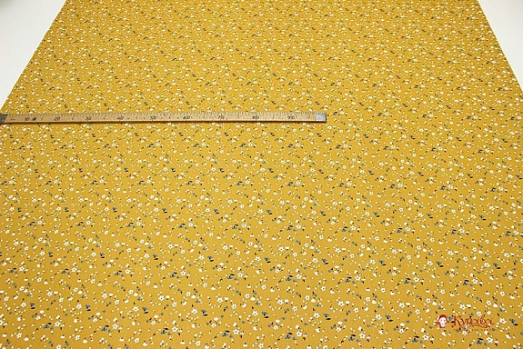 Импорт. хлопок "Цветочная полянка" цв.горчичный, ш.1.62м, хлопок-100%, 120гр/м.кв