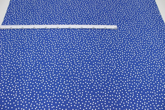 Штапель "Россыпь белого гороха (7мм)" цв.джинсово-синий, ш.1.45м, вискоза-100%, 90гр/м.кв