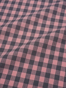 Вареный (стираный) хлопок "Клетка (1.0*1.0см)" цв.розовая дымка/мокрый асфальт, ш.2.5м, хлопок-100%