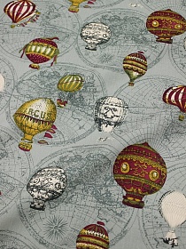 Интерьерный хлопок "Кругосветное путешествие" цв.серый, ш.1.5м, хлопок-100%, 230гр/м.кв