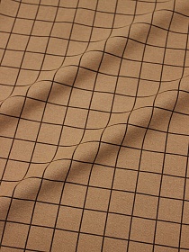 Теплый хлопок "Клетка" цв.ореховое пралине-2, ш.1.50м, хлопок-100%, 160гр/м.кв