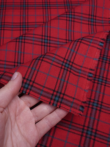 Пестрядь "Клетка" цв.темно-красный/черный, ш.1.45м, хлопок-100%, 110гр/м.кв