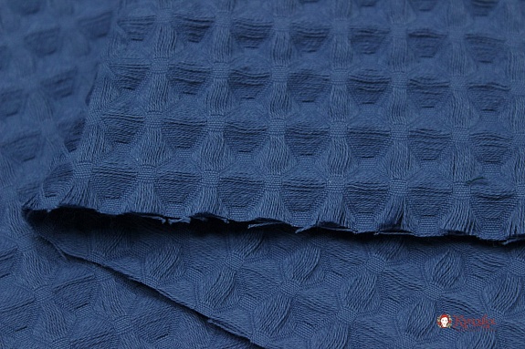 Вафельное премиум-полотно "Бохо" цв.винтажно-синий-2, ш.1.72м, хлопок-100%, 240гр/м.кв