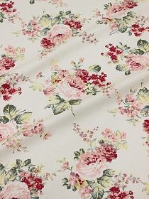 Импорт. хлопок "Роскошный букет" цв.ванильно-персиковый, ш.1.45м, хлопок-100%, 100гр/м.кв