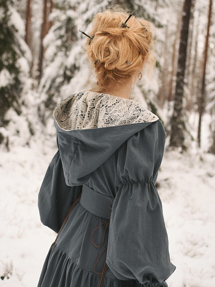 Платье с вышивкой из хлопка крэш и кружевного полотна