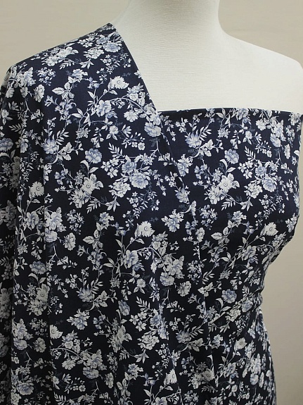 Импорт. хлопок "Летняя мелодия" цв.чернильно-синий, ш.1.45, хлопок-100%, 100гр/м.кв