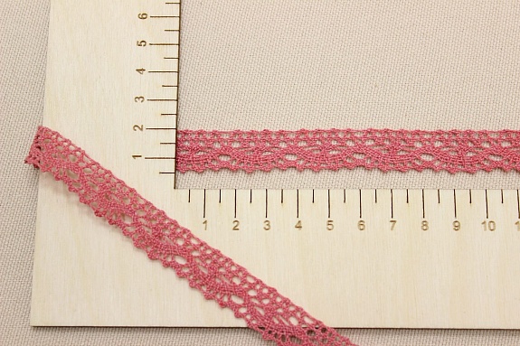 Кружево цв.бледный розово-коралловый, ш.15мм, хлопок-90%, п/э-10%