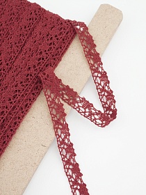 Кружево цв.бордово-красный, ш.15мм, хлопок-90%, п/э-10%, рис.016/17