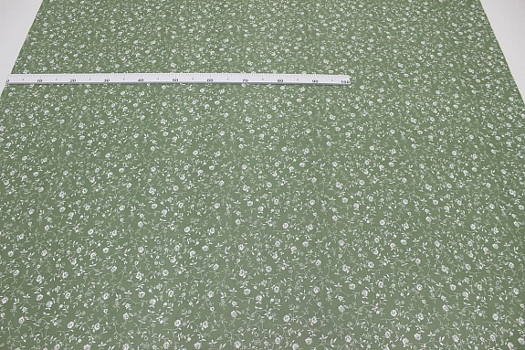 Поплин "Роза Вьюнок" цв.эвкалипт, ш.1.5м, хлопок-100%, 105гр/м.кв