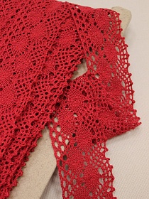 Кружево цв.красный ш.61мм, хлопок-90%, п/э-10%, рис.058/16