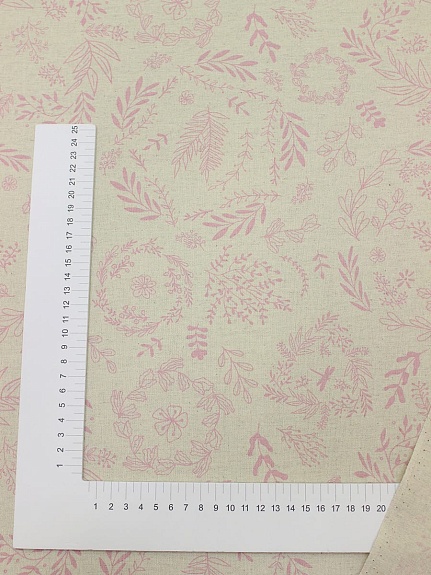 Полулен "Полевой венок" (на суровом), ш.1.5м, лен-30%, хлопок-70%, 147гр/м.кв