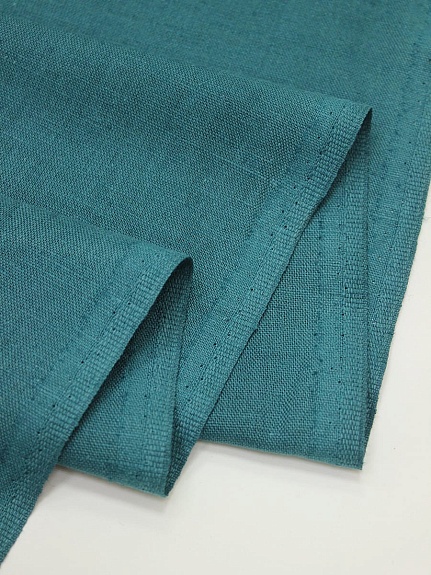 Мерный лоскут (ткань в отрезах) - Полулен с умягчением цв.Темная бирюзовая морская волна, ш.1.5м