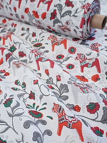 Вафельное полотно "Городецкая лошадка", ш.1.5м, хлопок-100%, 150гр/м.кв