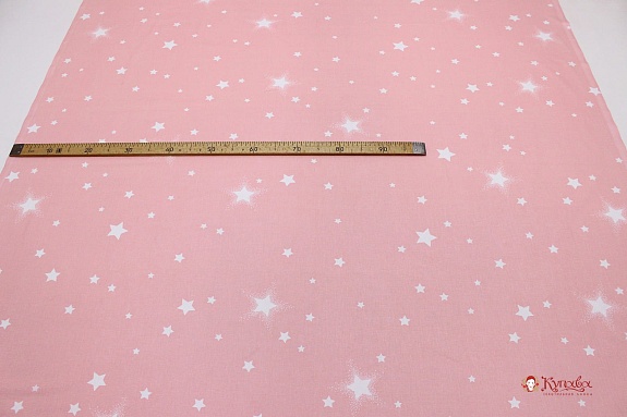 Перкаль "Мерцающие звездочки" цв.нежно-розовый, ш.1.5м, хлопок-100%, 110гр/м.кв