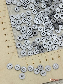 Пуговица пластмасса, цв.светло-серый металлик, 8мм, 4 отверстия