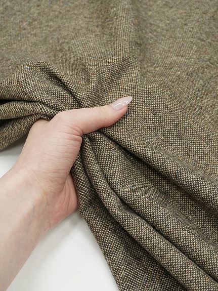 Шерсть костюмная Твид  цв.Коричнево-бежевый, ш.1.5м, шерсть-30%, п/э-70%, 270гр/м.кв