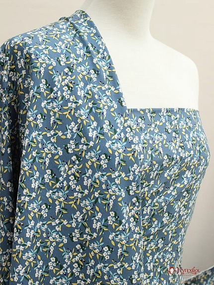 Штапель "Аурика" цв.лазурно-серый, ш.1.45м, вискоза-100%, 90гр/м.кв