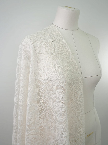 Кружевное полотно "Милада" (фестон с 2х ст.)  цв.кремовый, ш.1.3м, хлопок-80%, нейлон-20%, 90гр/м.кв