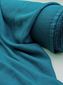 Лен с вискозой с эффектом мятости цв.Морская волна, ш.1.4м, лен-53%, вискоза-47%, 200гр/м.кв