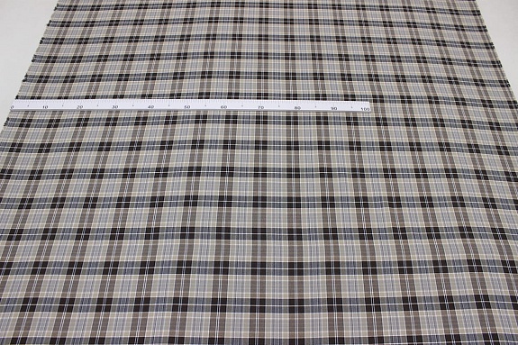 Фуле "Клетка" цв.бежевый/шоколадно-коричневый, ш.1.4м, хлопок-100%, 180гр/м.кв