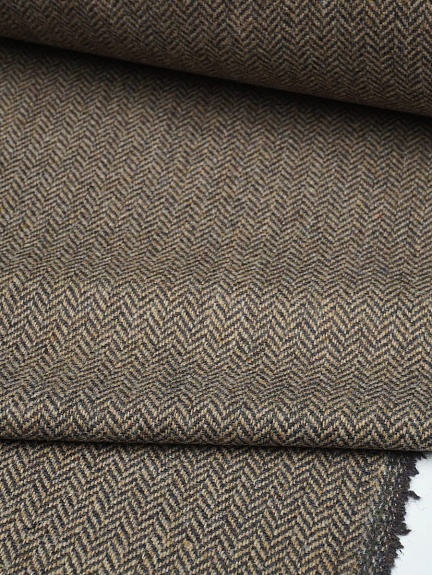 Шерсть пальтово-костюмная Твид "Елочка" цв.коричневый, ш.1.5м, шерсть-50%, п/э-50%, 320гр/м.кв