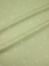 Сатин "Набойка - листики" цв.фисташково-бежевый, ш.2.35м, хлопок-100%, 110гр/м.кв